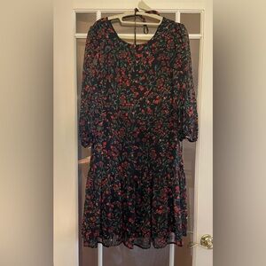 Calvin Klein Black & Red Floral Midi Dress